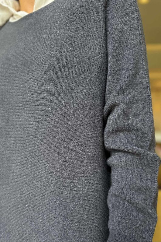 Made in Italy Conrad Body Skim Knit Jumper Graphite Marl